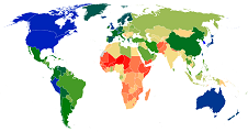 Image link to world map for child and adolescent moderate and severe underweight prevalence